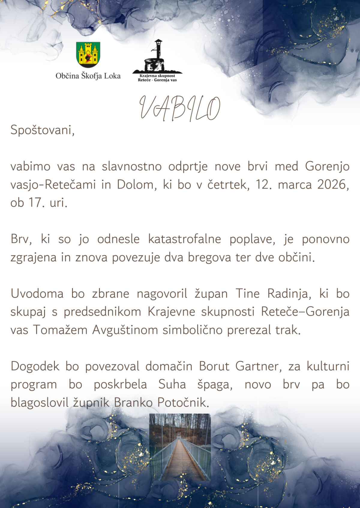 Vabilo na odprtje brvi